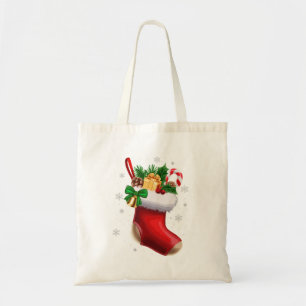 Festive Classic Christmas Stocking with Gifts Tote Bag