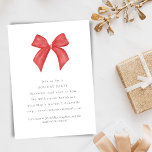 Festive Classic Red Bow Christmas Holiday Party Invitation<br><div class="desc">This holiday invitation features a hand-painted red bow paired with timeless serif type for an elegant yet inviting feel. The design sets a festive tone for your gathering, whether it’s an evening with friends, family, or coworkers. A perfect choice for hosts who love simple, classic holiday style with a touch...</div>