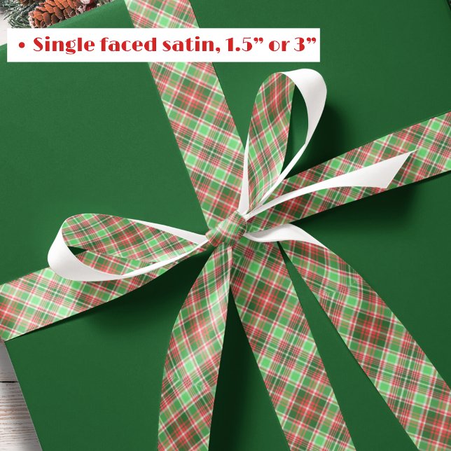  Festive Classic Red Green White Christmas Plaid Satin Ribbon (Creator Uploaded)