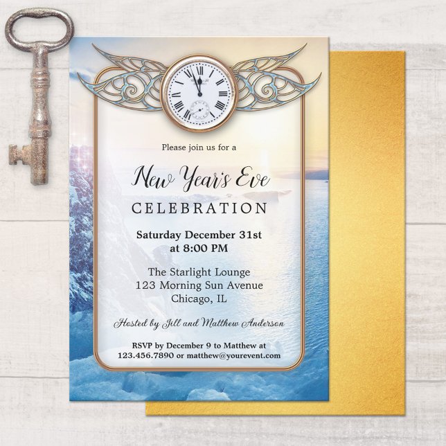 Festive Clock New Year's Eve Party Invitation (Creator Uploaded)