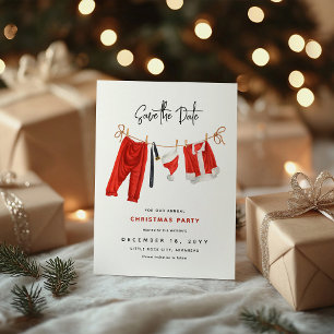 Festive Clothesline Christmas Party Save the Date Holiday Postcard