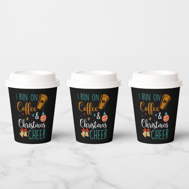 festive coffee Christmas cheer word art Paper Cups (Multi)