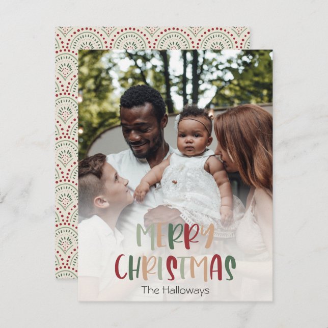 Festive Colorful Christmas Full Vertical Photo Holiday Card (Front/Back)