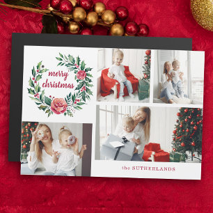 Festive Colorful Christmas Wreath Photo Collage