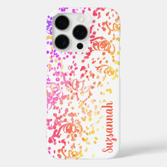 Festive Colorful Confetti Streamers Custom Name Case-Mate iPhone Case (Back)