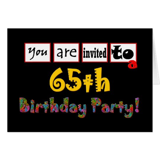 Festive & Colourful 65th Birthday Party Invitation