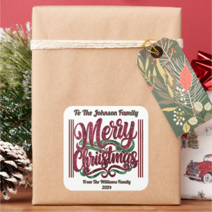 Festive Colourful Christmas Greetings Square Sticker
