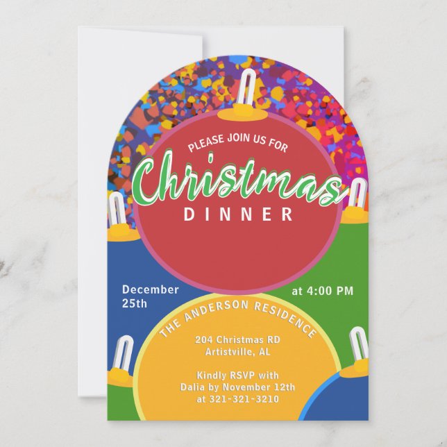 Festive Colourful Christmas Party Invitation (Front)