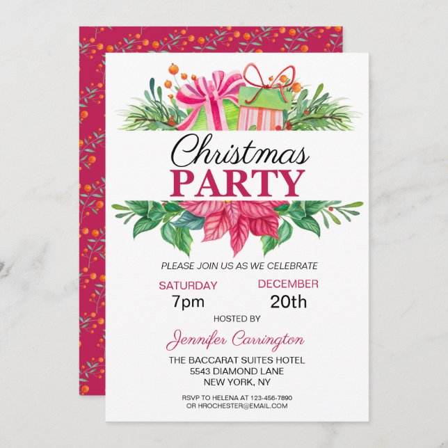 Festive Colourful Christmas Party Invitation (Front/Back)