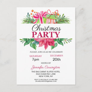 Festive Colourful Christmas Party Invitation Postcard