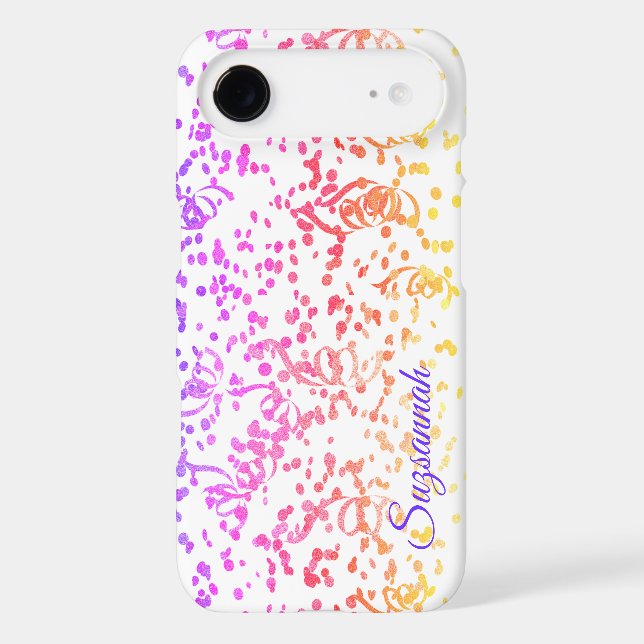 Festive Colourful Confetti Streamers Custom Name  (Back)