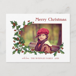 Festive Colourful Holly, Greeting & Photo Postcard