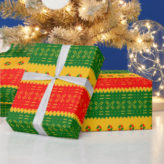 Festive Colourful Mud Cloth Pattern Wrapping Paper