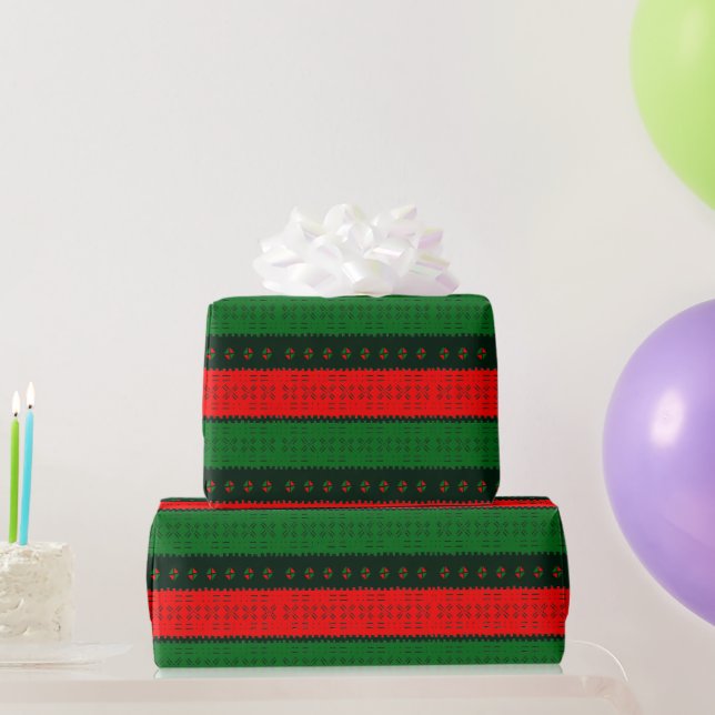 Festive Colourful Mud Cloth Pattern Wrapping Paper (Party Gifts)