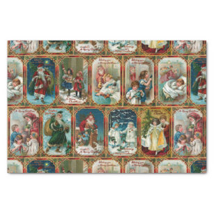 Festive Colourful Ornate Victorian Christmas Cards Tissue Paper