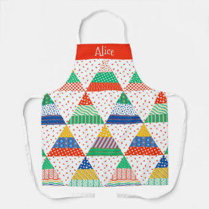 Festive Colourful Patchwork Christmas Triangles Apron