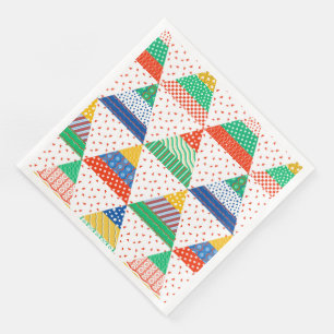 Festive Colourful Patchwork Christmas Triangles Napkin