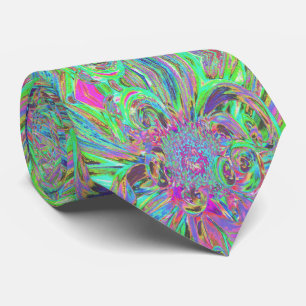 Festive Colourful Psychedelic Dahlia Flower Petals Tie