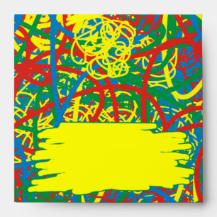 Festive Colourful Red Green Blue Messy Abstract Ar Envelope