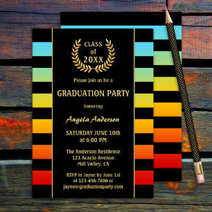 Festive Colourful Striped Graduation Invitation