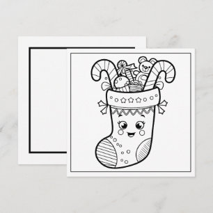 Festive colouring lovers Christmas stocking Holiday Card