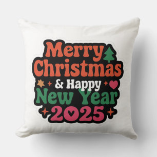 Festive Comfort In New year 2025 Throw Pillow