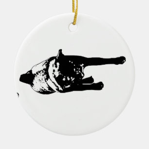 Festive Companions, Black & White Charm Ceramic Ornament