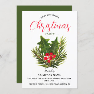 Festive Company Office Corporate Christmas Party Invitation