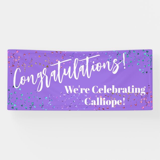 Festive Confetti Congratulations We're Celebrating Banner (Horizontal)