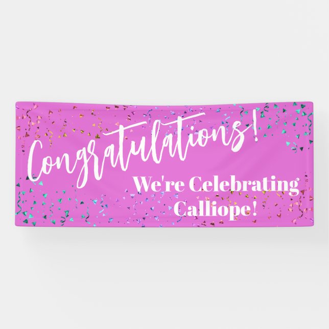 Festive Confetti Congratulations We're Celebrating Banner (Horizontal)