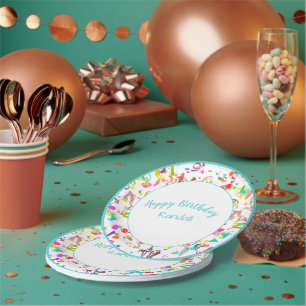 Festive Confetti Toss Happy Birthday Party Paper Plate