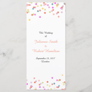 Festive Confetti Wedding Ceremony Program
