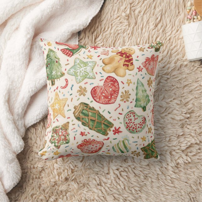 Festive Cookie Parade Pattern | Holiday Cookies Cushion (Blanket)