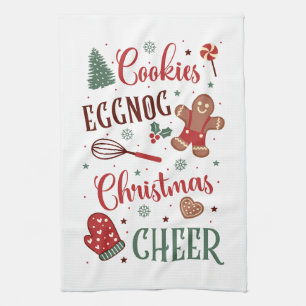 Festive cookies eggnog Christmas cheer Tea Towel