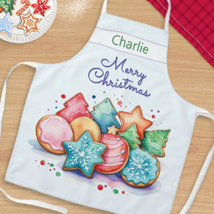 Festive Cookies Merry Christmas Personalized Apron