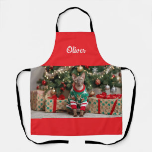 Festive Cornish Rex Cat Christmas Personalised Apron