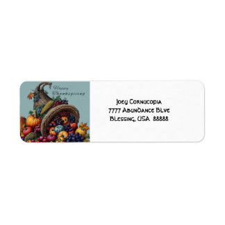 Festive Cornucopia Thanksgiving  Lable Return Address Label