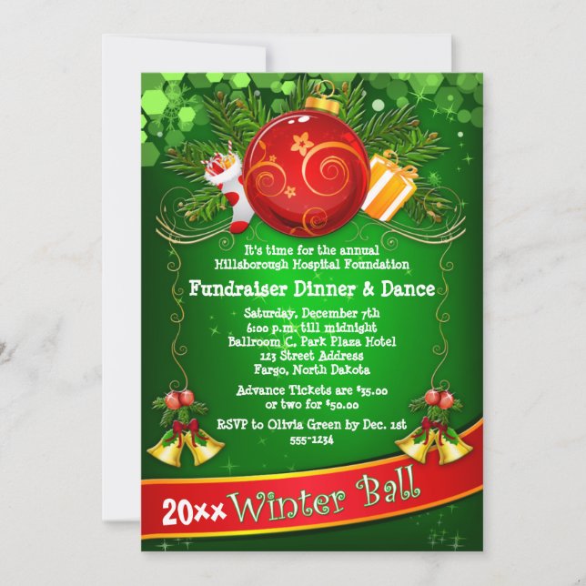 Festive Corporate Holiday Party Fundraiser Invite (Front)