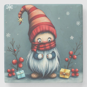 Festive cosy christmas gnome in Disguise Stone Coaster