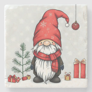 Festive cosy christmas gnome in Disguise Stone Coaster