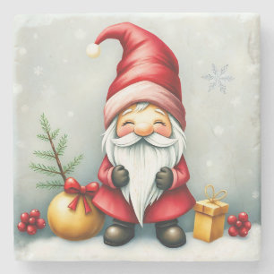 Festive cosy christmas gnome in Disguise Stone Coaster