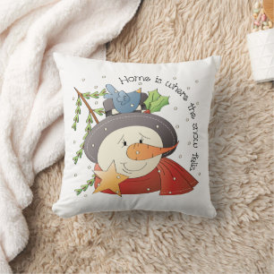 Festive Country Christmas snowman Cushion