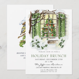 Festive Country Holiday Christmas HOLIDAY BRUNCH Invitation