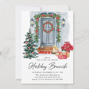 Festive Country Holiday Christmas HOLIDAY BRUNCH Invitation