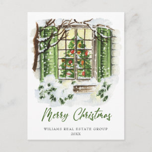 Festive Country Holiday House Christmas Corporate Postcard