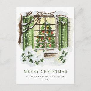 Festive Country Holiday House Christmas Corporate Postcard