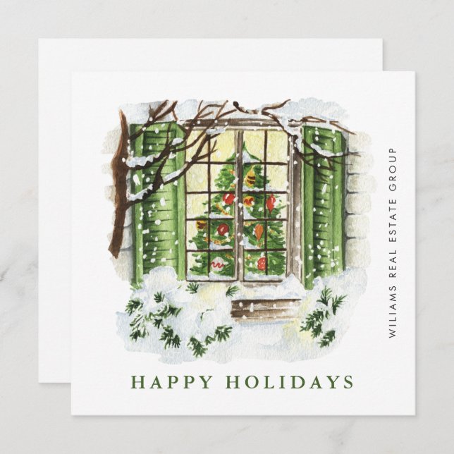 Festive Country House Christmas Corporate Greeting Holiday Card (Front/Back)