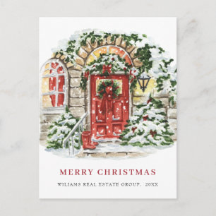 Festive Country House Christmas Corporate Greeting Holiday Postcard