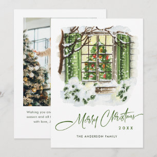Festive Country House Christmas Greeting Photo Holiday Card