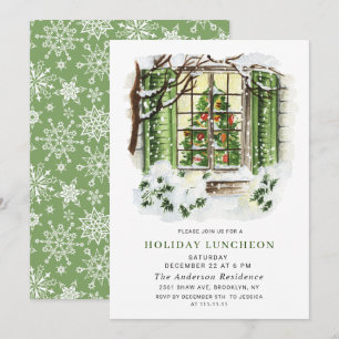 Festive Country House CHRISTMAS HOLIDAY LUNCHEON Invitation